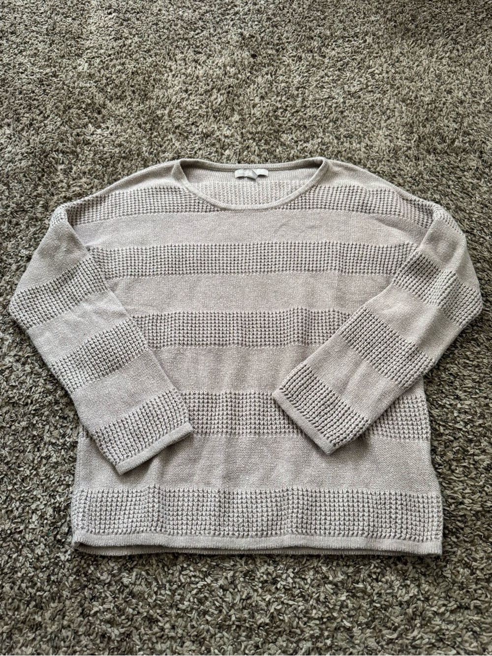 Banana Republic Cream Striped Knit Crew Sweater